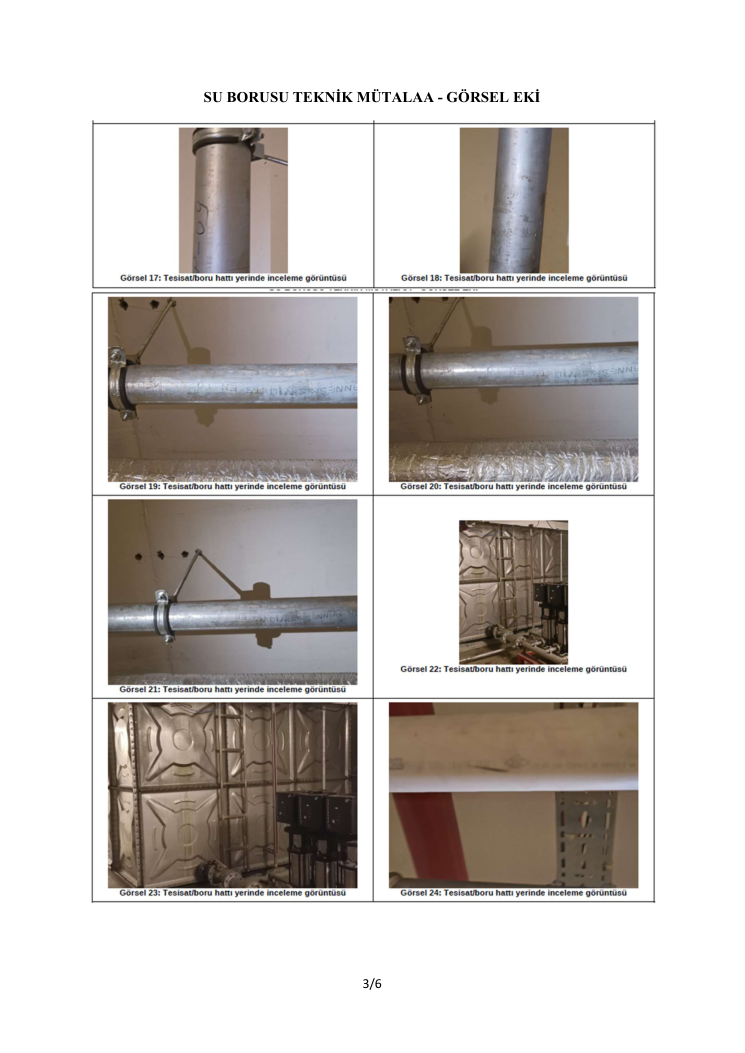 Galvanizli Boru Tesisatı Korozyon ve Revizyon Mütalaası - Teknik Mütalaa vaka analizi